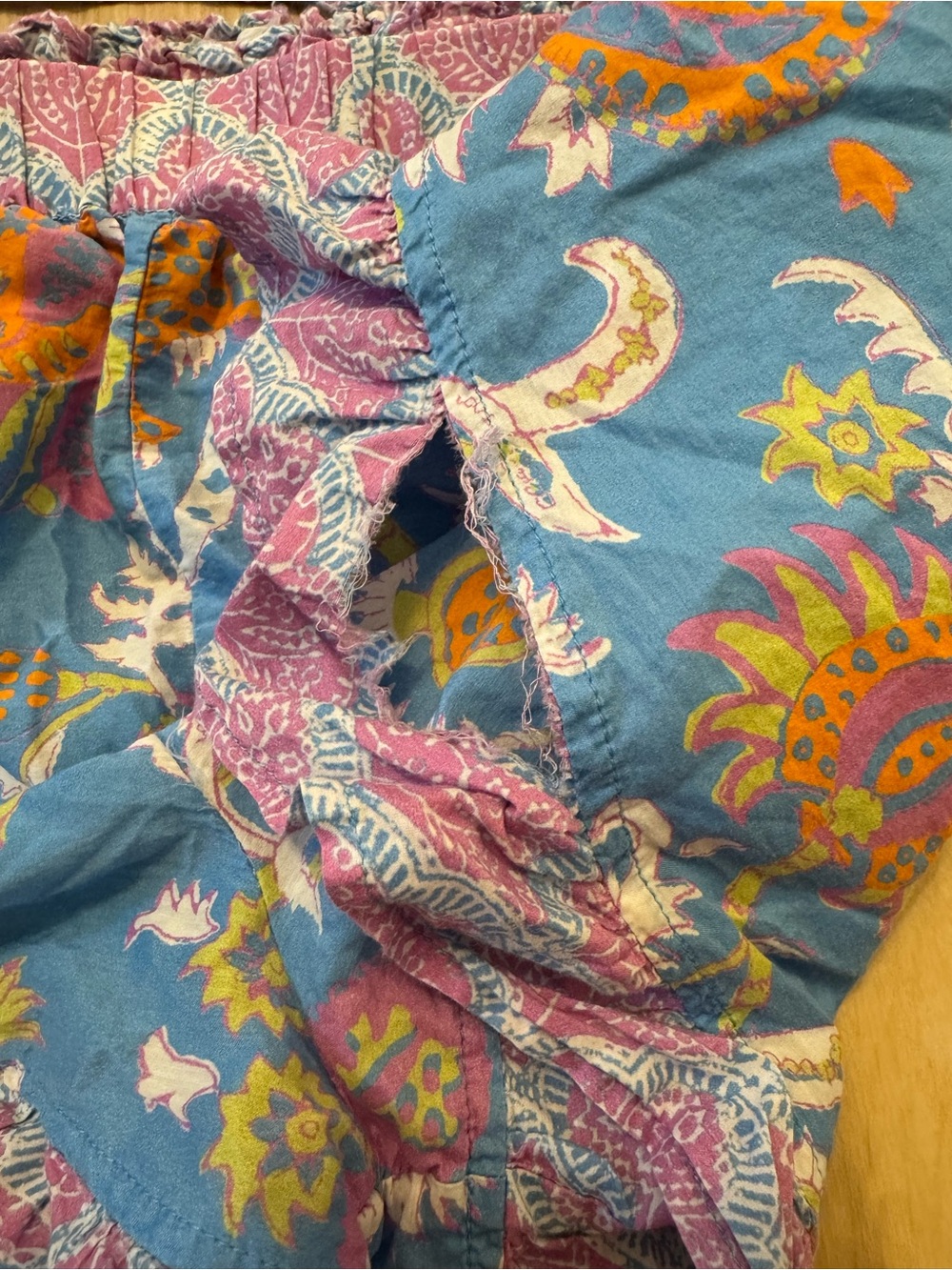 Roller Rabbit Pink & Blue Floral Ruffle pajama set - Picture 4 of 6